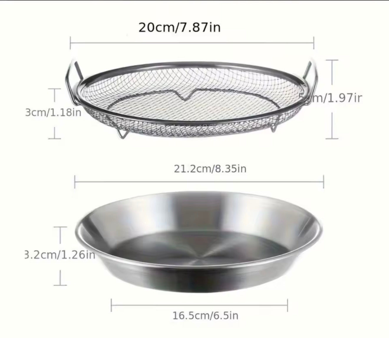 Heavy Duty Stainless Steel Frying Rack with Tray, Foldable Metal Mesh Basket for Oil Draining, Dishwasher Safe