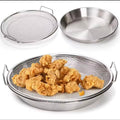 Heavy Duty Stainless Steel Frying Rack with Tray, Foldable Metal Mesh Basket for Oil Draining, Dishwasher Safe