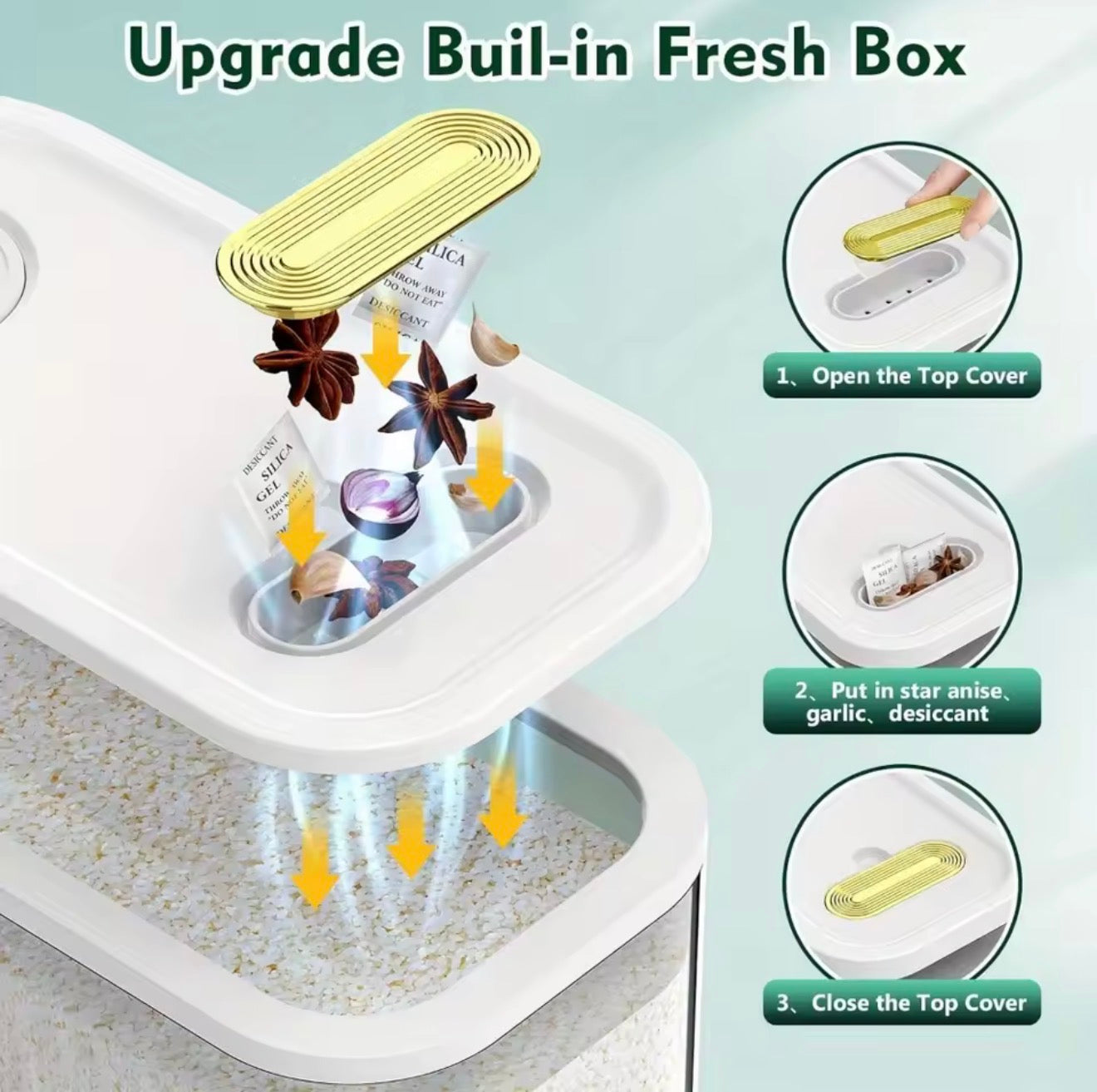 5kg/10kg Rice Dispenser- Pantry Storage Container with Measuring Cup & Time Markings